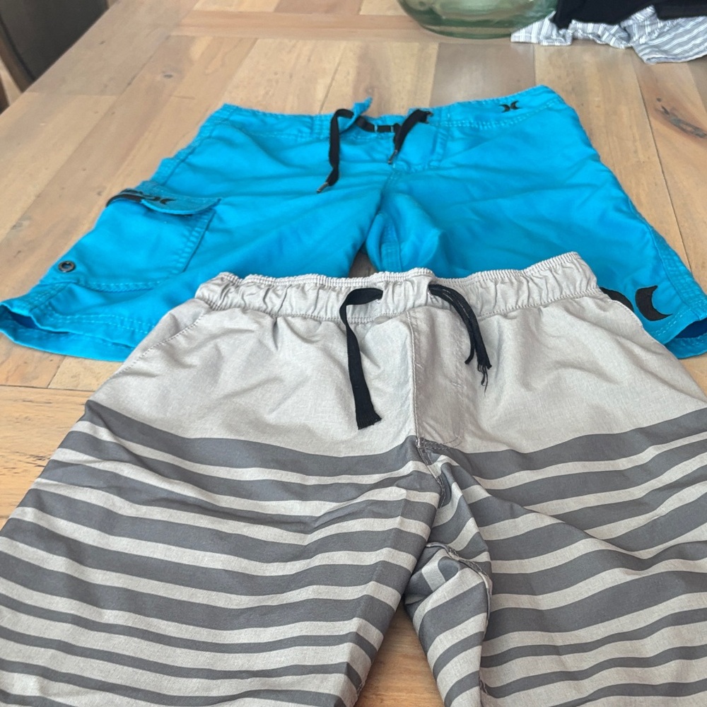 Kids Blue and Gray Striped boardshorts
